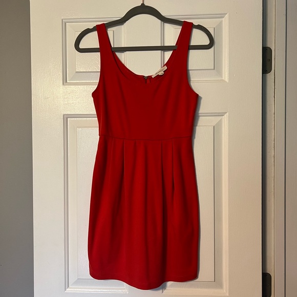 Forever 21 orange coral red sleeveless dress with zipper pleated medium - Picture 3 of 8